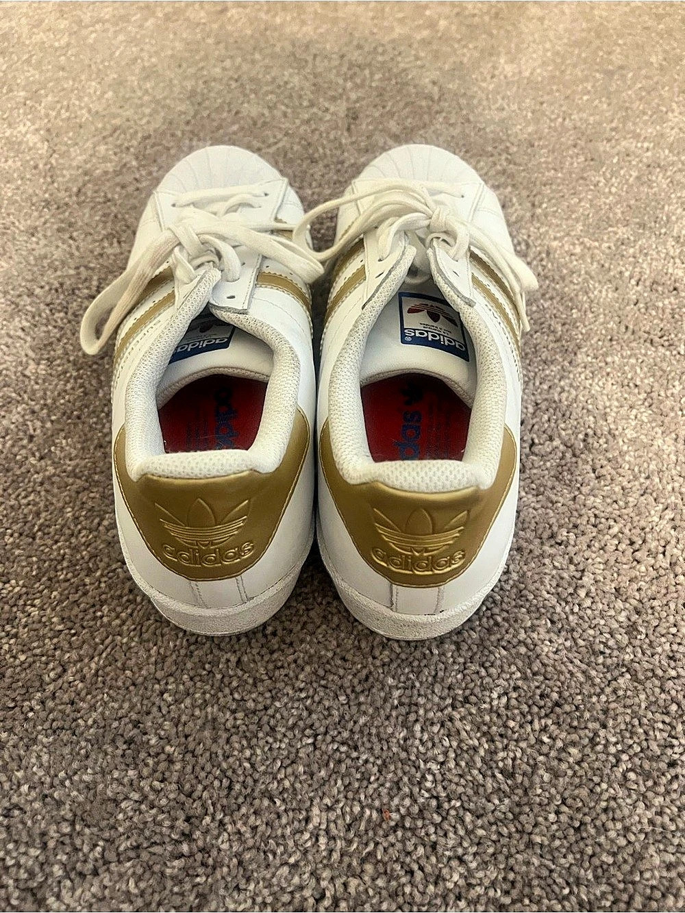 adidas Superstar White & Gold US 8.5 Sneakers - Picture 3 of 5